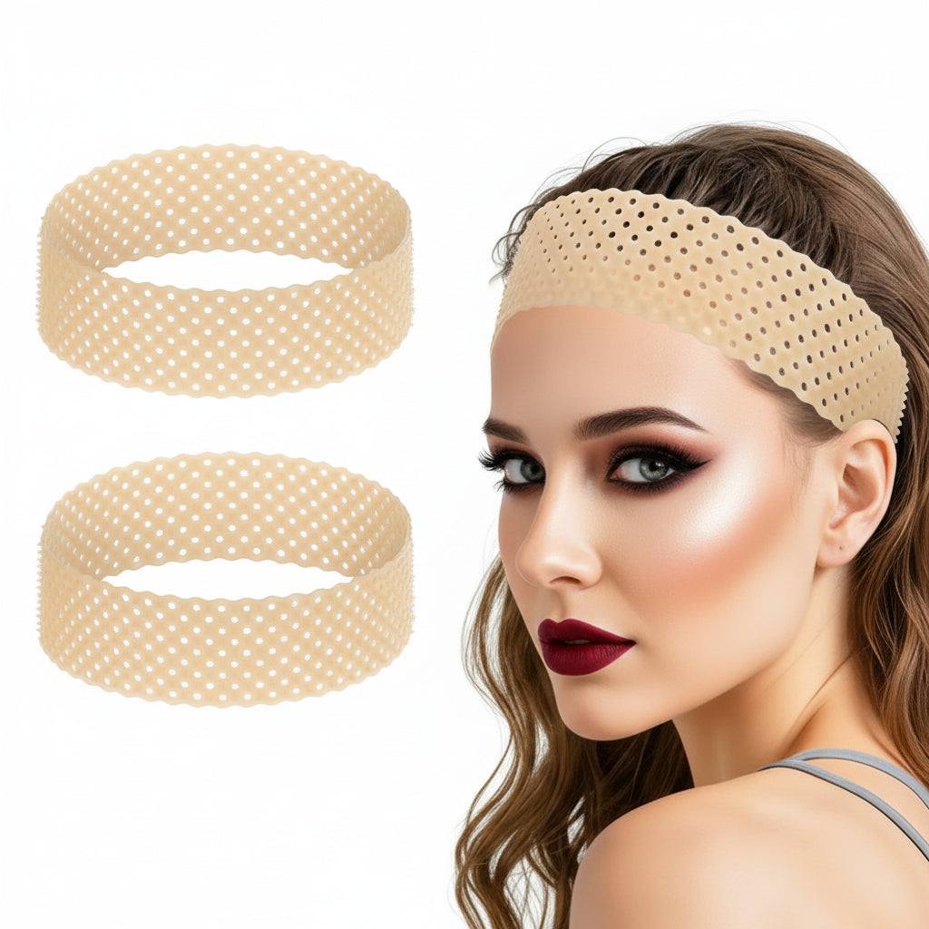 TIESOME Silicone Wig Headband 2-Pack - Adjustable, Non-Slip, Sweat-Proof