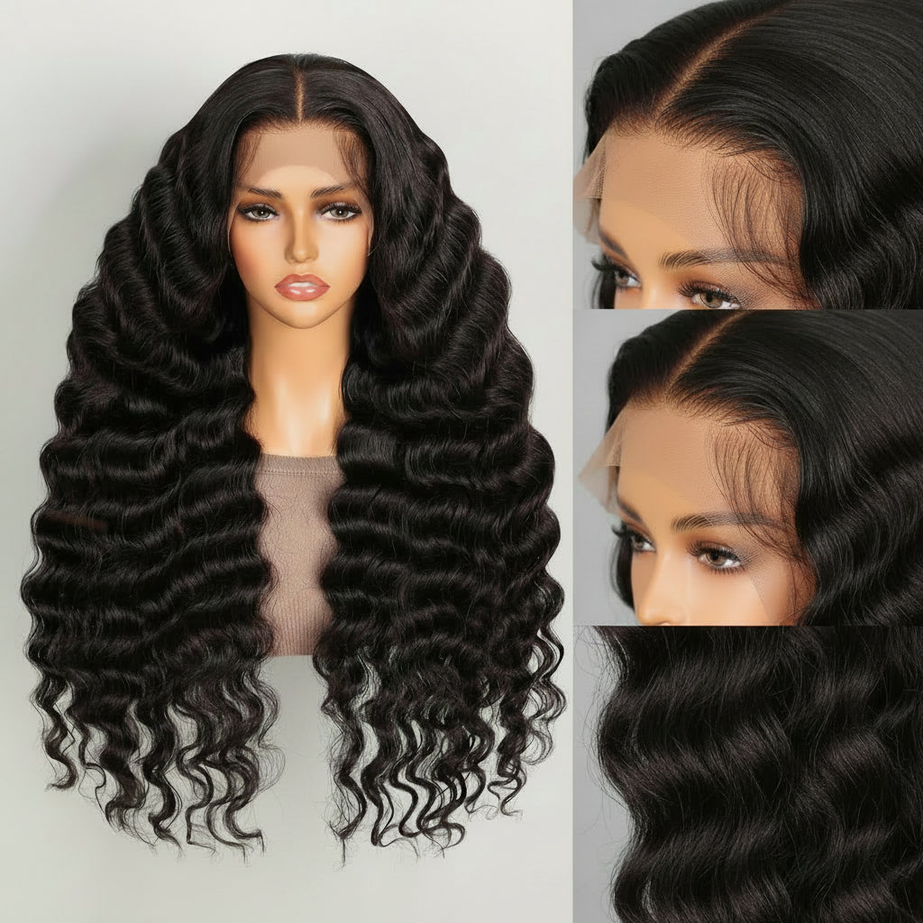 Megalook hair Glueless Wig Loose Deep Wave Lace Front Wigs Human Hair 12A Glueless Wigs Human Hair Pre Plucked Pre Cut 6x5 Closure Wigs Human Hair Pre Bleached Loose Wave Wig 20 Inch